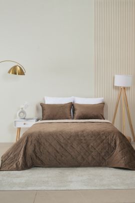 Набор покрывало и чехлы на подушку - Кристалл, цвет коричневый