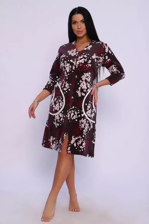 Халат 47124 велюровый темно-серый последний размер