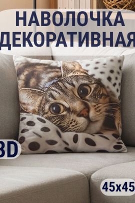 Наволочка декоративная Кот/горох 3D