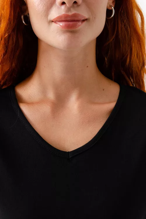 7158/1 однотон футболка женская черная последний размер