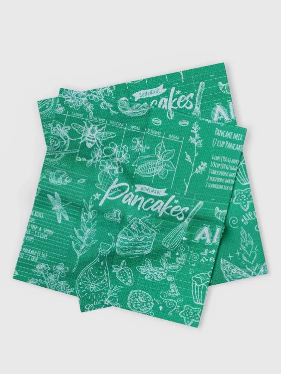 Полотенце кухонное из рогожки - Кафе, цвет зеленый