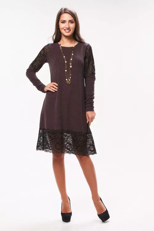 Платье Женское 4-31г (тёмный шоколад) Кружево