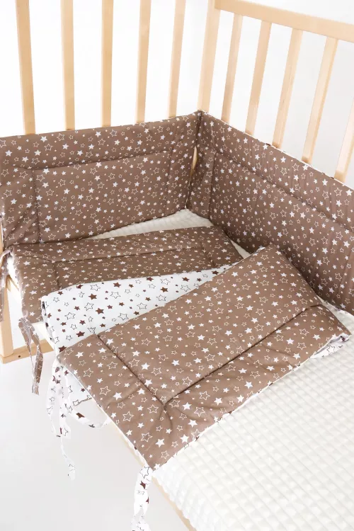 Бортик в детскую кроватку четырехсторонний  БРК32/звездочка-кофе
