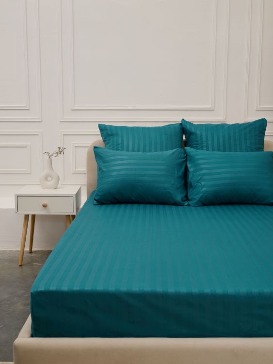 Простыня Микрофибра Страйп на резинке - Морская волна