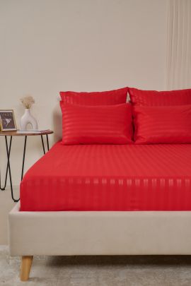 Простыня Микрофибра Страйп на резинке - Красный