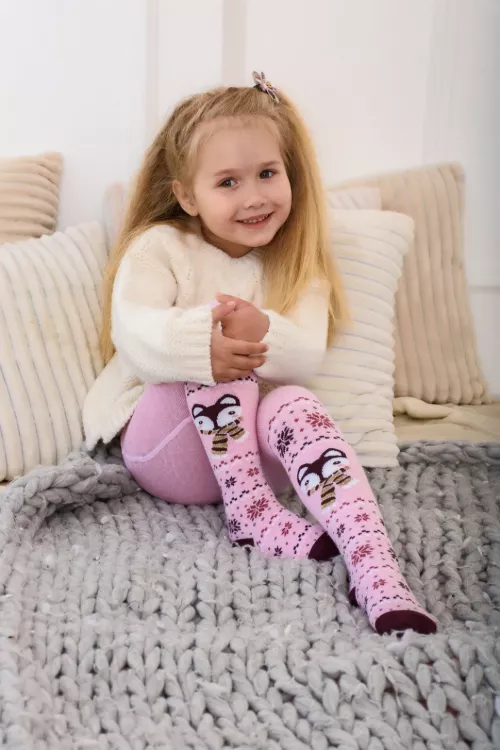 Колготки детские Лиса плюш розовый последний размер