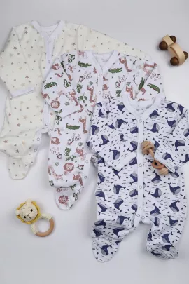 Набор, комбинезонов из кулирки 2+1 в ассортименте 3 шт. НБ-КМБ/ассортимент