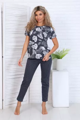 Пижама женская 5-325 (графит) Монстера