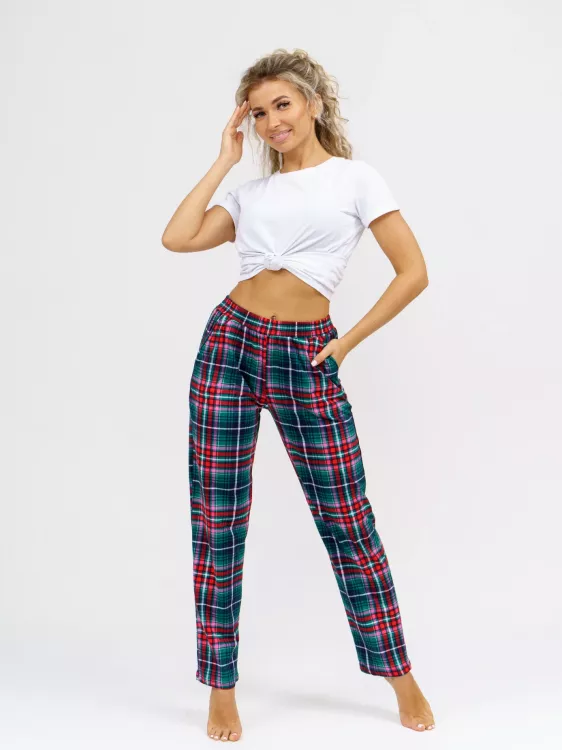 Брюки 614 зеленая клетка последний размер