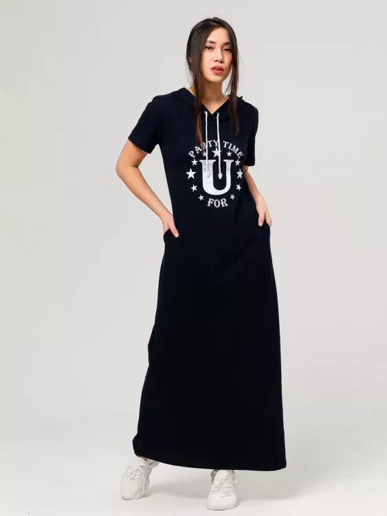 Платье Пати капюшон темно-синий последний размер