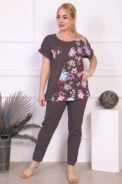 Костюм женский с брюками 918569 коричневый последний размер