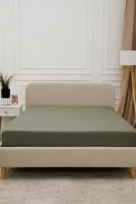 Простыня Микрофибра Страйп на резинке - Хаки