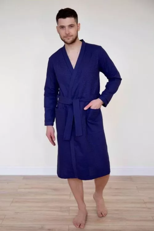 Халат мужской Алан вафельный синий последний размер