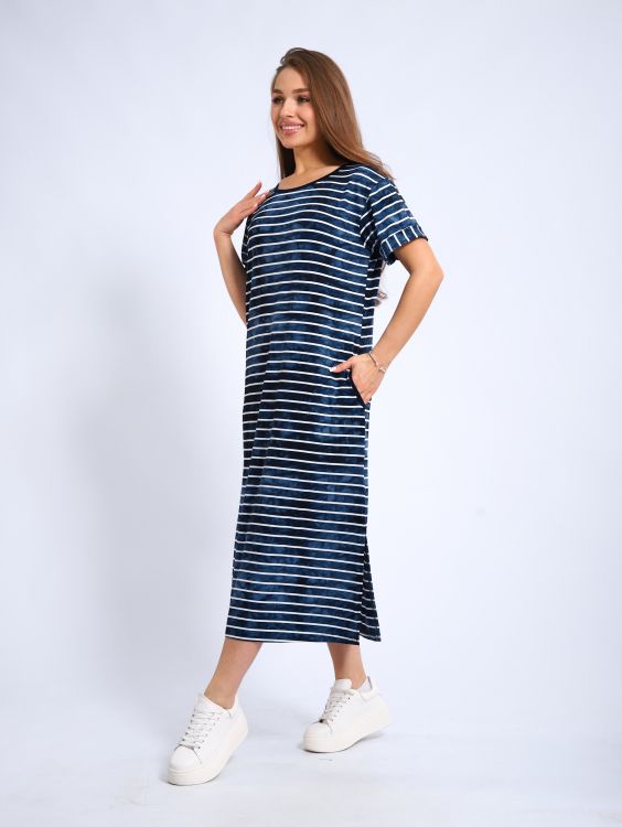 Платье женское 4-106а (индиго полоска)
