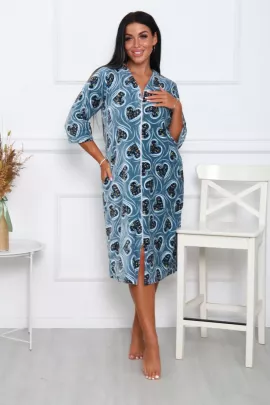 Халат 12212 велюровый серо-голубой последний размер