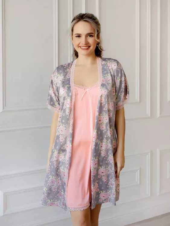 Пеньюар-двойка Лаура розовый последний размер