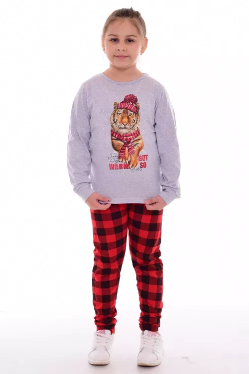 Пижама подростковая 12-103 (светло-серый) Тигр в шапке