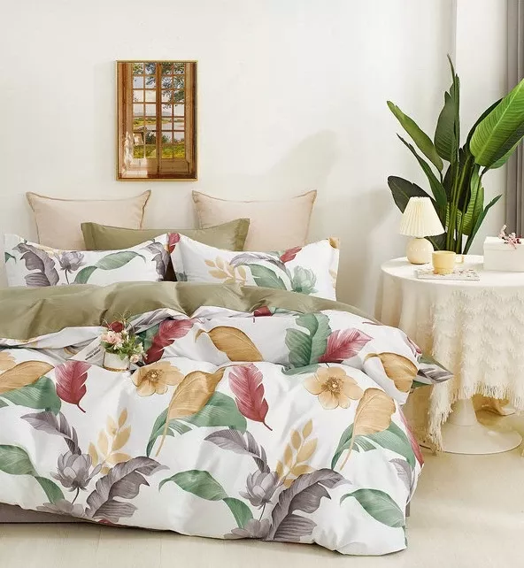 Постельное белье сатин элит на молнии - Листья тропиков