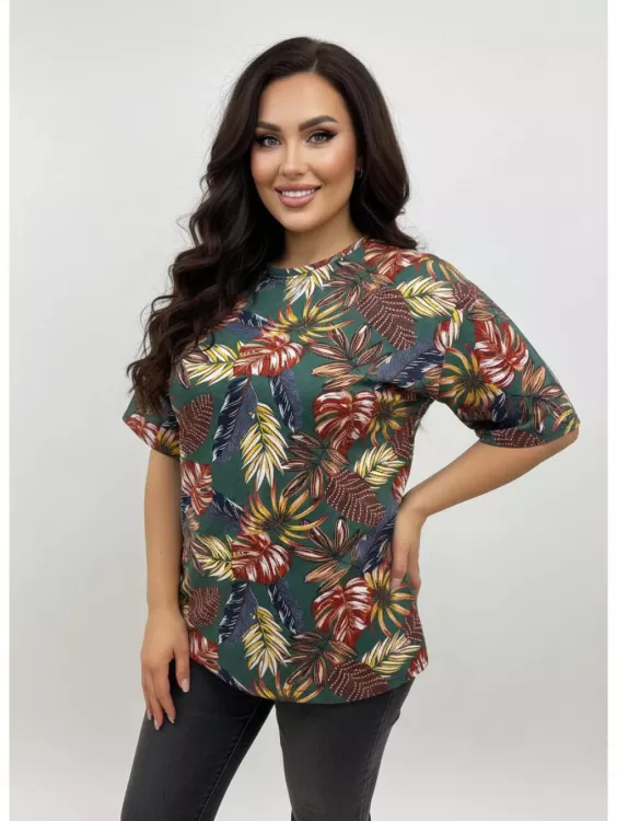 Анита-4 футболка женская (хаки листья)