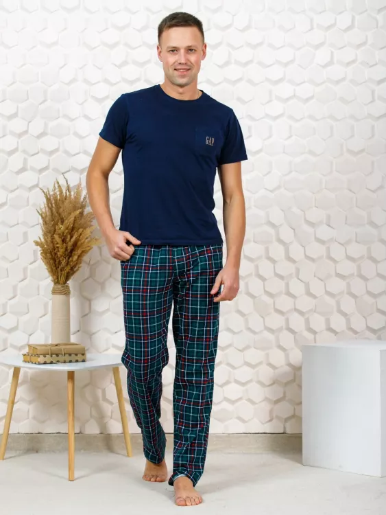 Брюки мужские М43 зеленая клетка последний размер