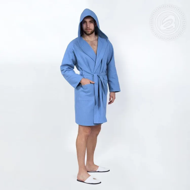 Халат запашной с капюшоном (голубой) 0125XL 56-60 0125XL