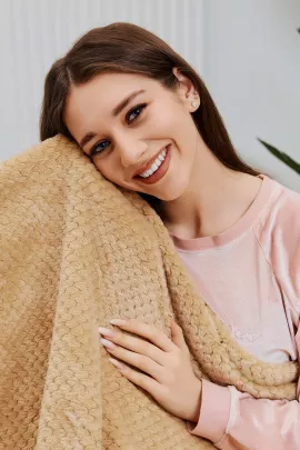 Плед велсофт ST-24 Соты-песок